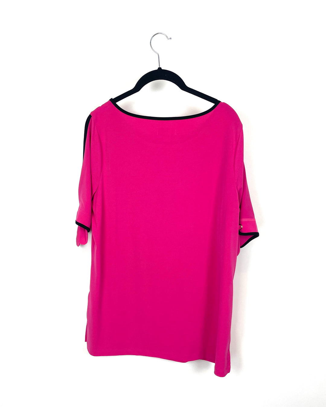 Pink With Black Hem Blouse - Small/Medium