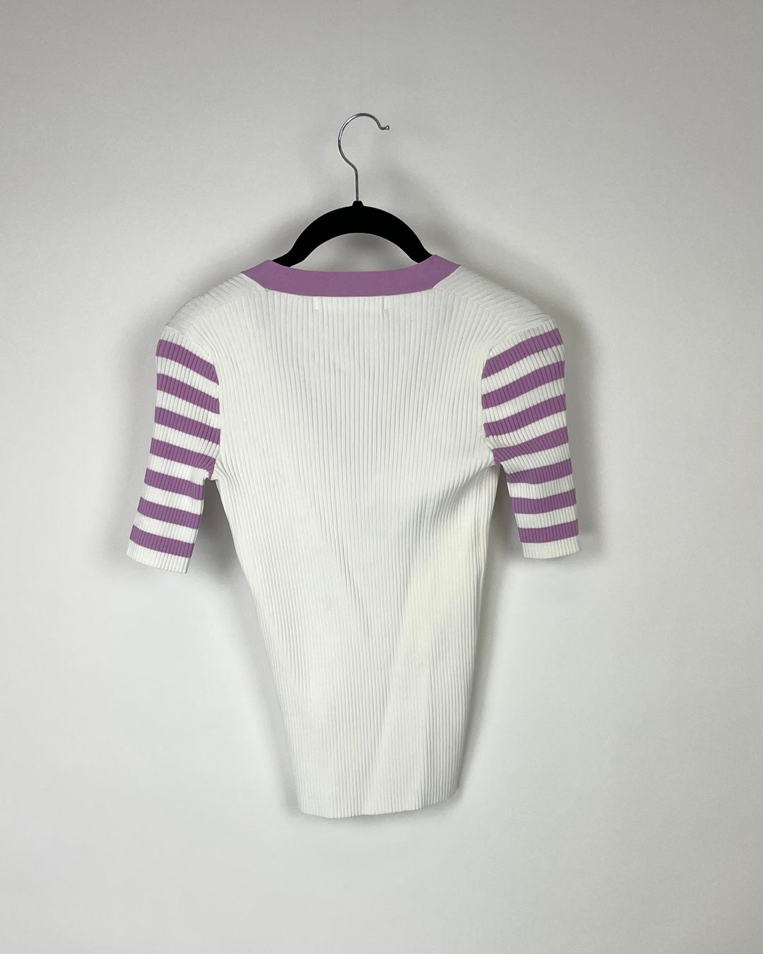 Purple And White Fitted Top - Small