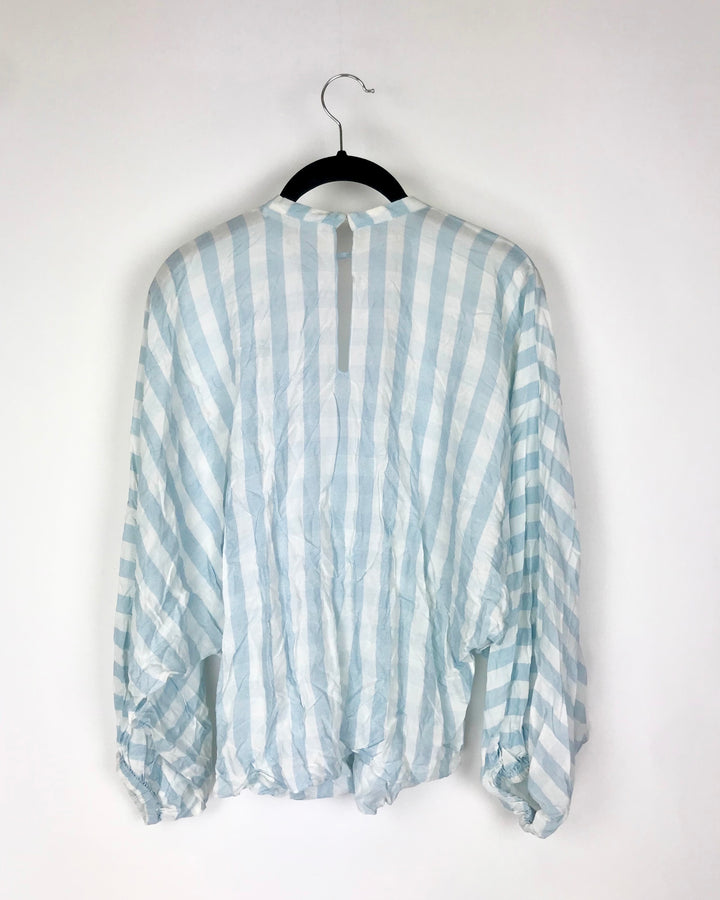 Light Blue and White Plaid Top - Small