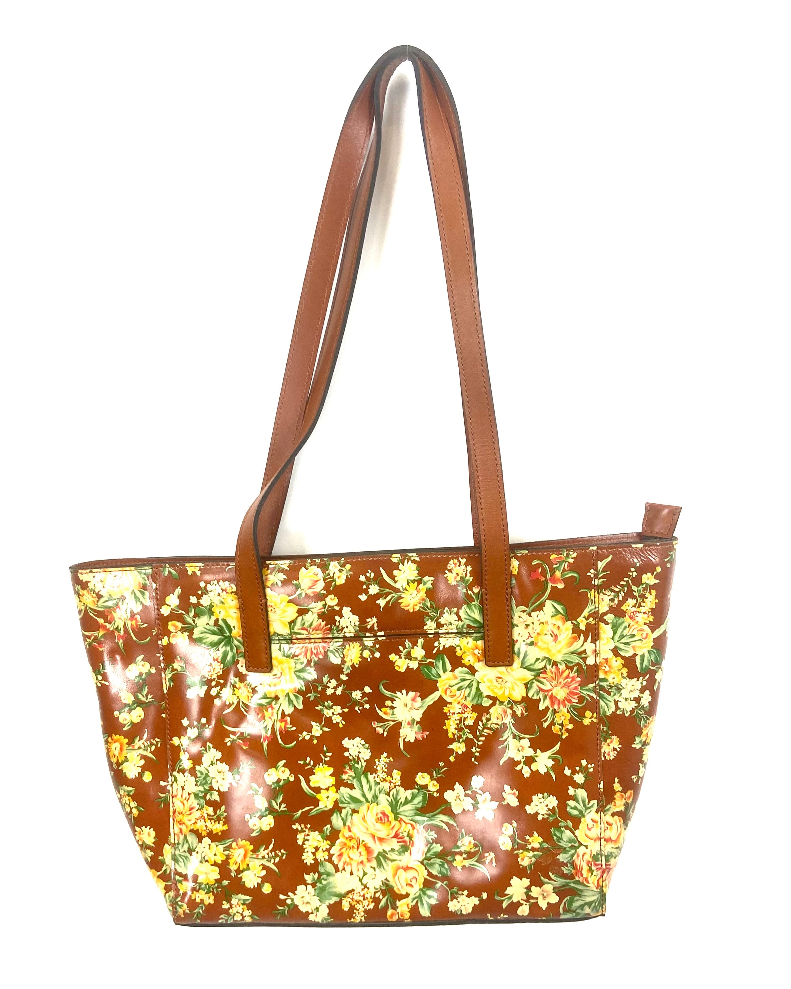 Patricia Nash Brown Leather Floral Hand Bag authentic