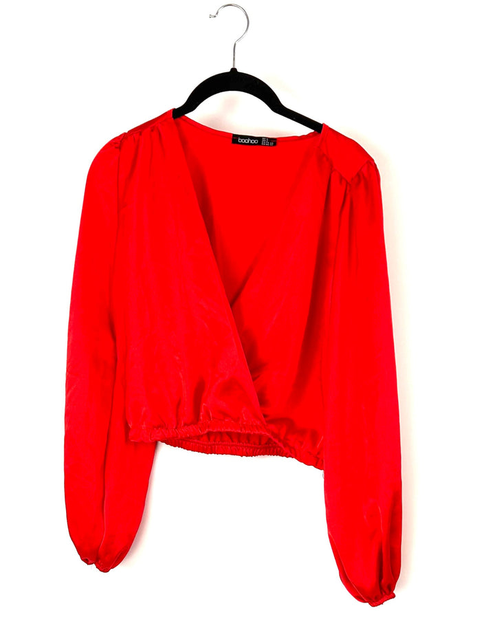 Red Wrap Top - Size Extra Small