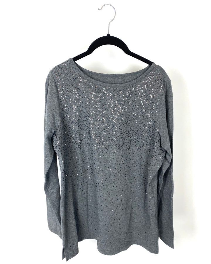 Dark Grey Sequin Top- Small/Medium