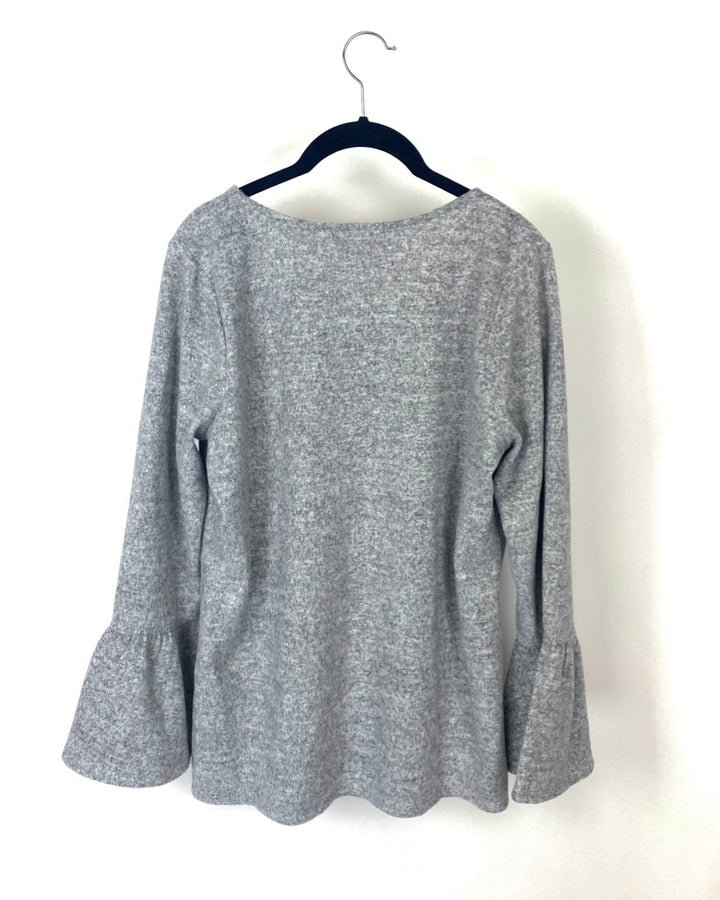 Light Grey Flared Long Sleeve Top- Small/Medium