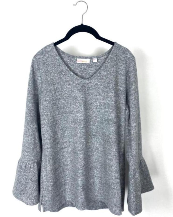 Light Grey Flared Long Sleeve Top- Small/Medium